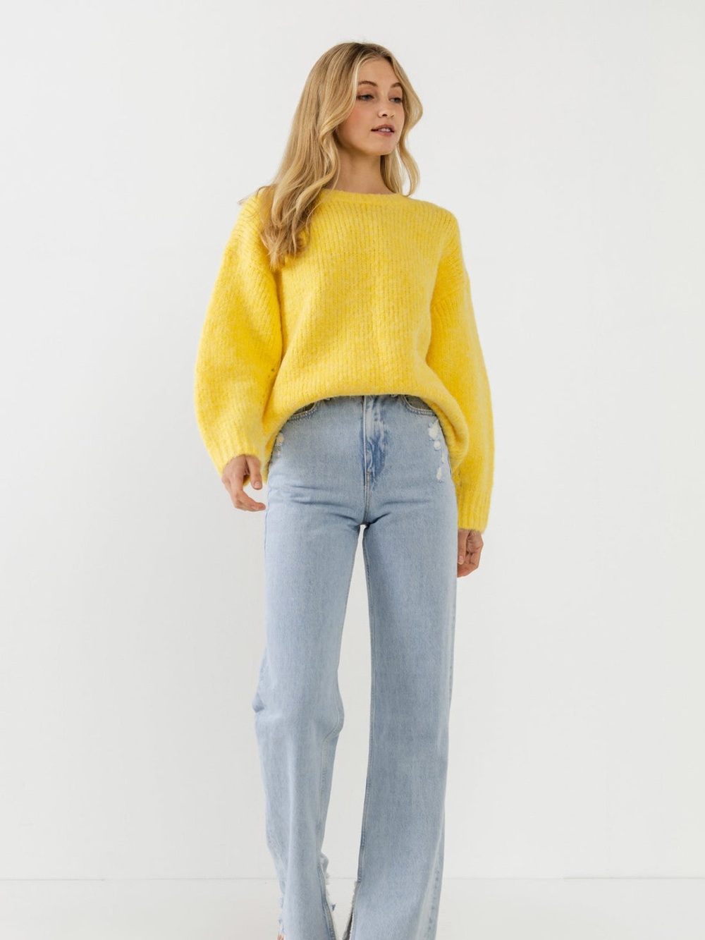 Free the Roses Sunny Yellow Crewneck Sweater